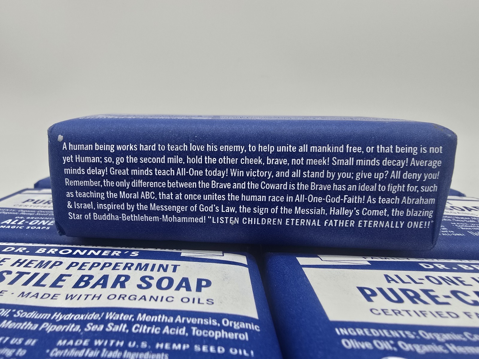 7 BARS Dr. Bronner’s Organic All-One Pure-Castile Bar Soap, Hemp Peppermint 5oz