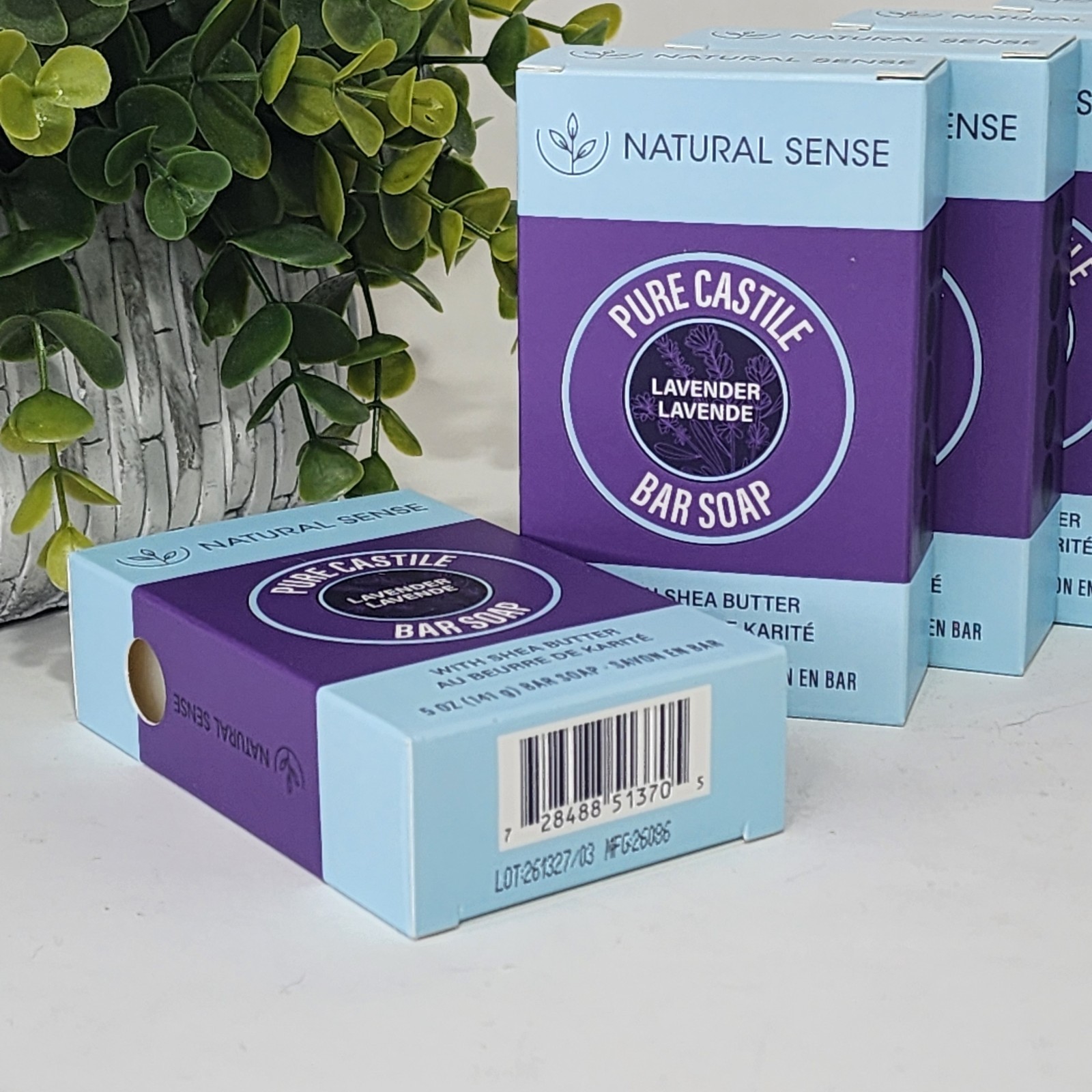 Natural Sense Pure Castile Lavender Bar Soap Plant Based 5 oz (141g) ~ 5 Pack
