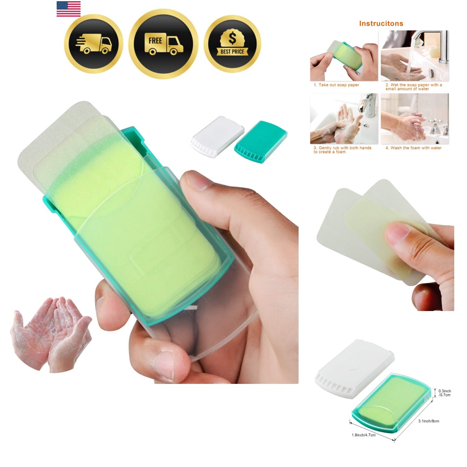 2 Boxs 100 Sheets Hand Washing Soap Sheets for Outdoor Travel,Portable Campin…