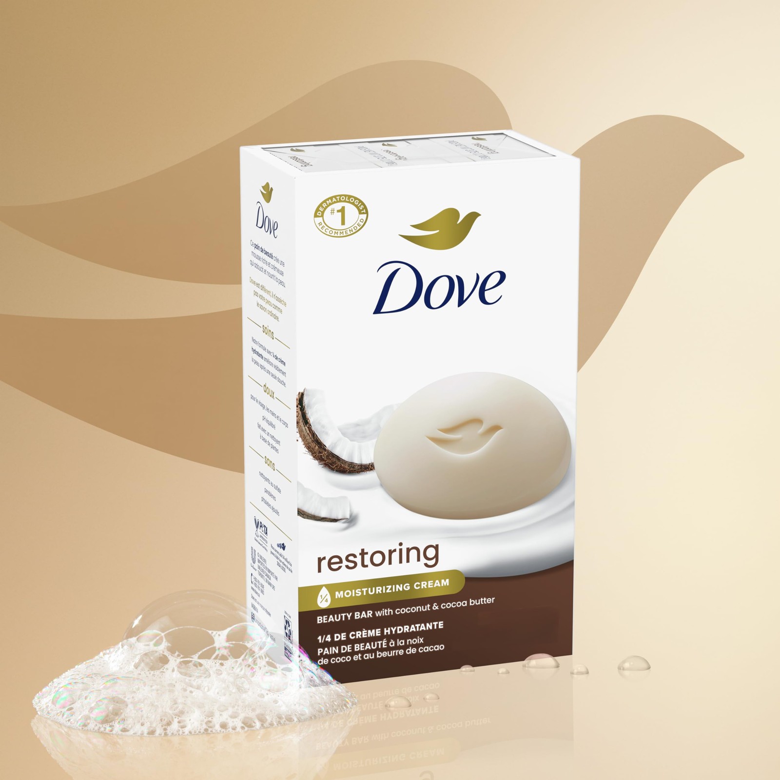 Dove Beauty Bar Soap 3.75 Ounce (Pack of 6), Coconut Milk With Jasmine Petals