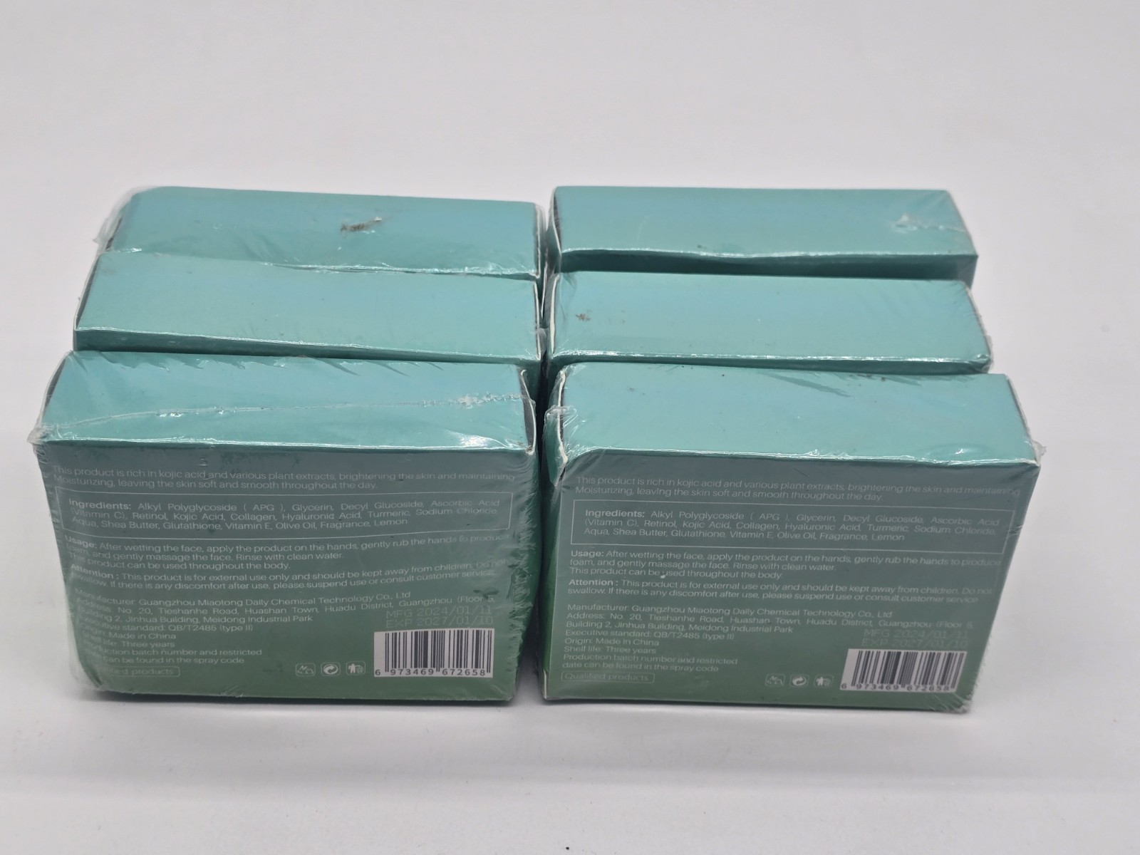 6x Kojic Acid BRIGHTENING Soap Bars Turmeric, Vitamin C & Collagen 100g EXP-2027