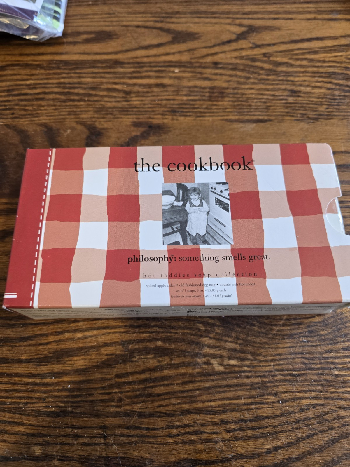 PHILOSOPHY The Cookbook SOAPS Set of 3 Bars Apple Cider Egg Nog Hot Cocoa