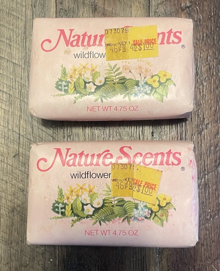 Set Of 2 Vintage Nature Scents Wildflower 4.75 Oz Soap Bars *New Old Stock /NOS*