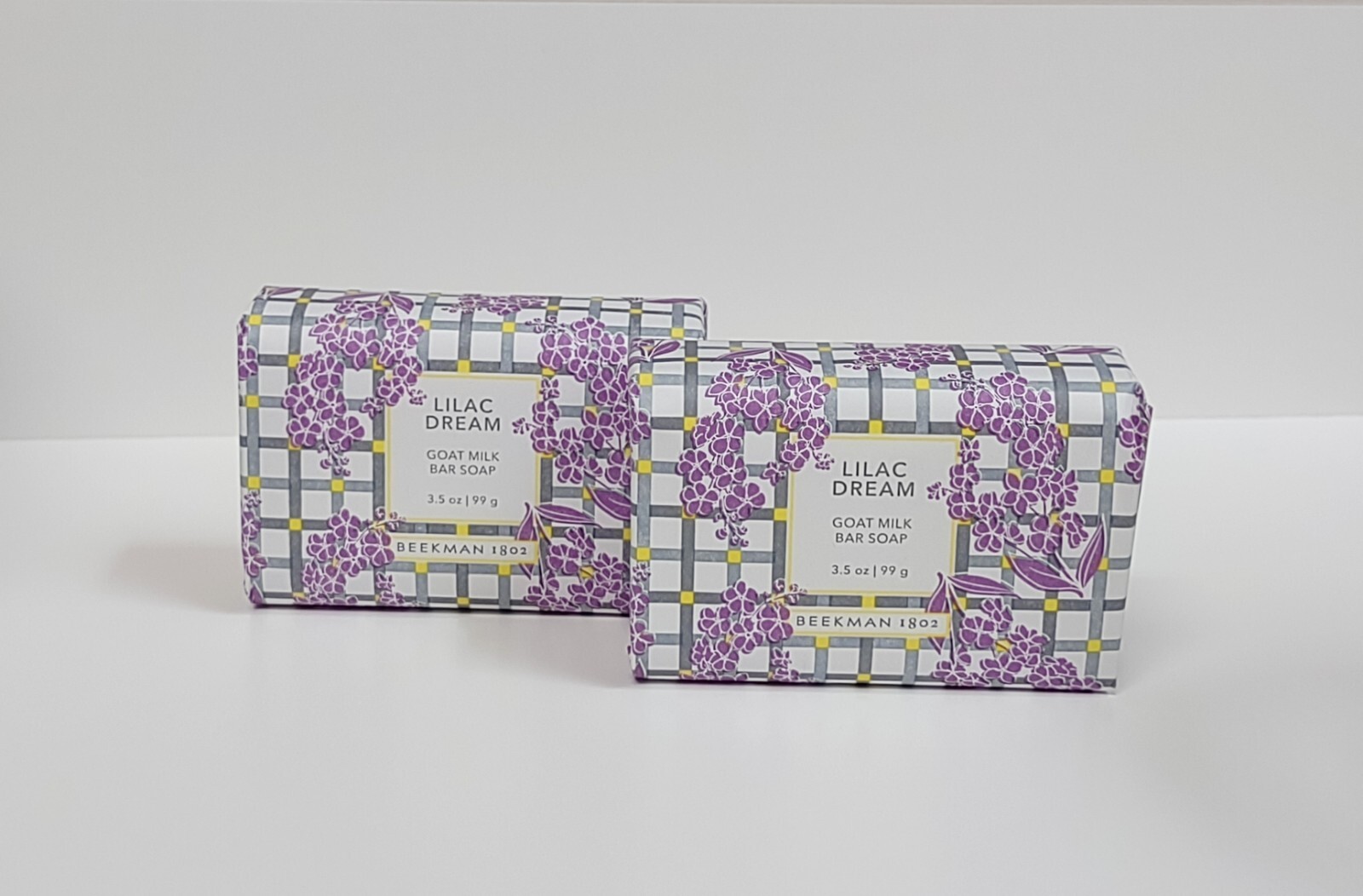 (2) Beekman 1802 Goat Milk Bar Soap LILAC DREAM 3.5 oz. Palm Size