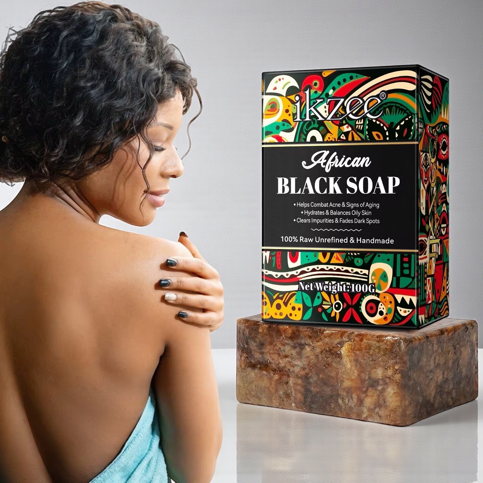 African Organic Black Soap Natural Handmade Shea Soap for Acne Dark Spots