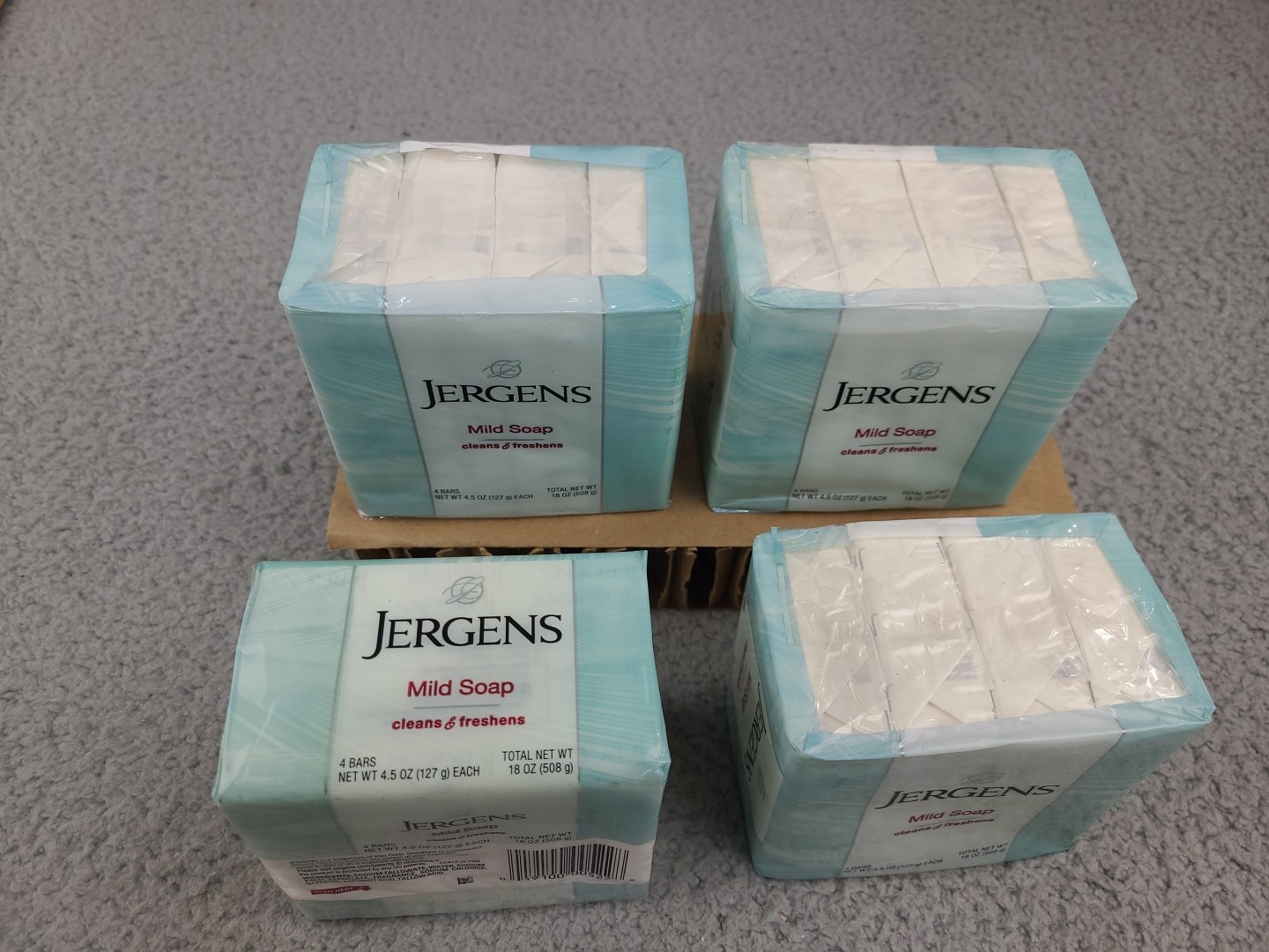 (4) Packs Jergens Mild Soap 4 Bars, 4.5oz Each, Total 16 BARS Per Pack BIG BARS.