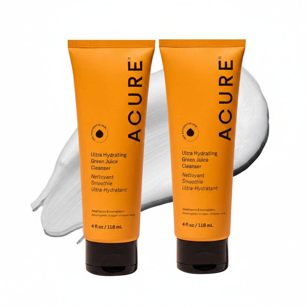 2x Acure Ultra Hydrating Green Juice Face Cleanser – Superfood Cleanser, Green F