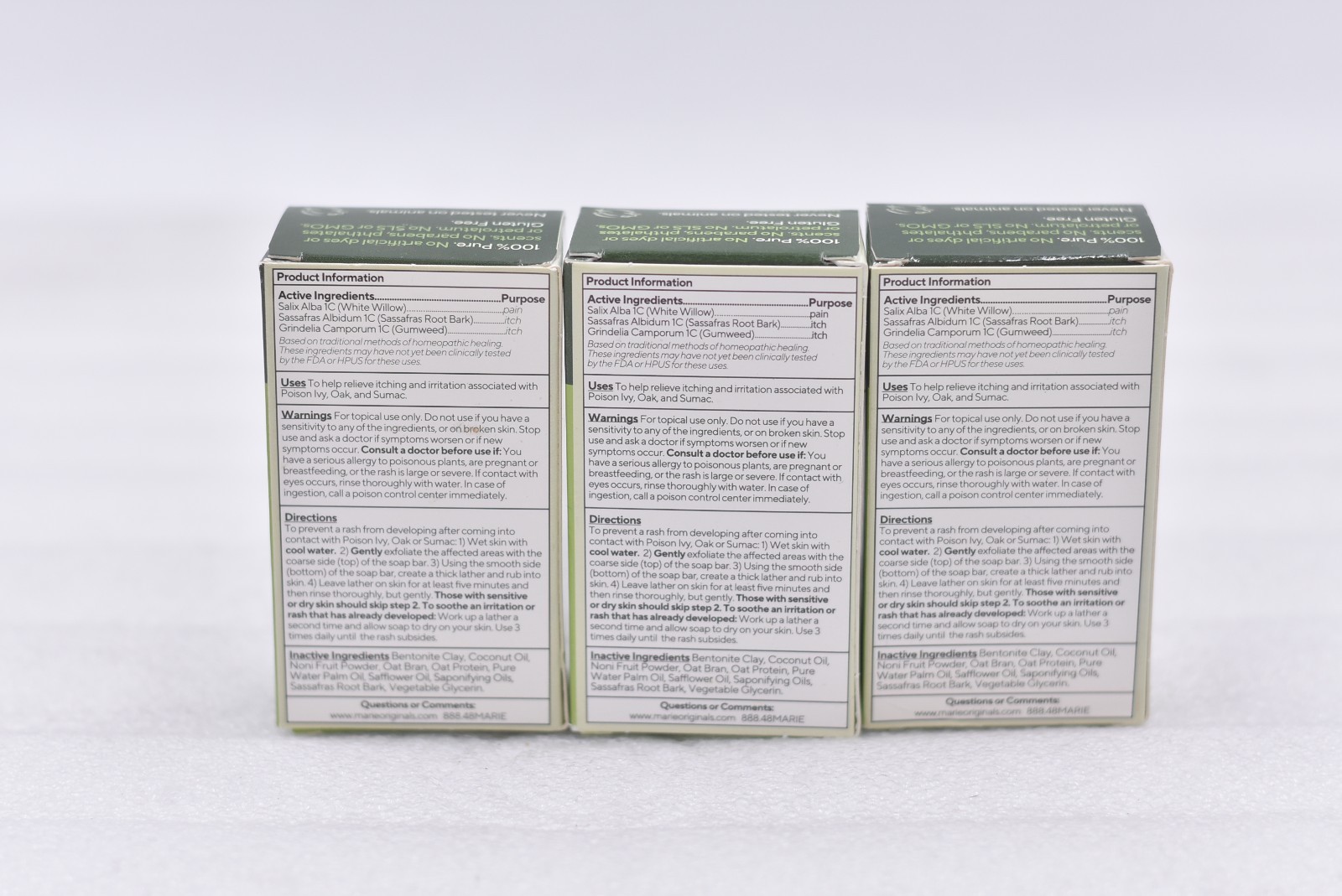 Lot of 3 Marie Originals The Bioactive Poison Ivy & Oak Soap 2.9oz