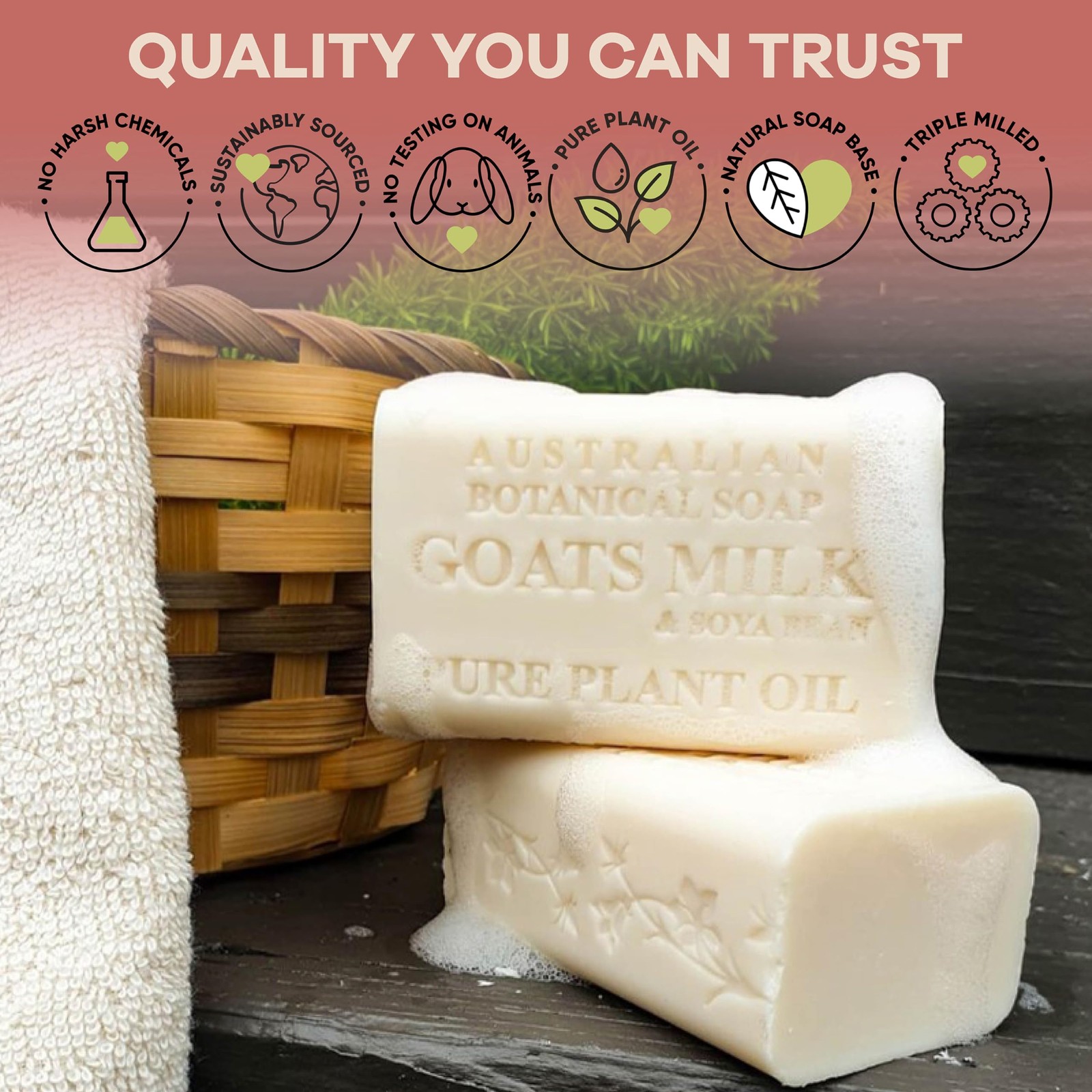 Australian Botanical Soap Goats Milk Bars, 6.6 oz Each, Pack of 8, Triple Mil…