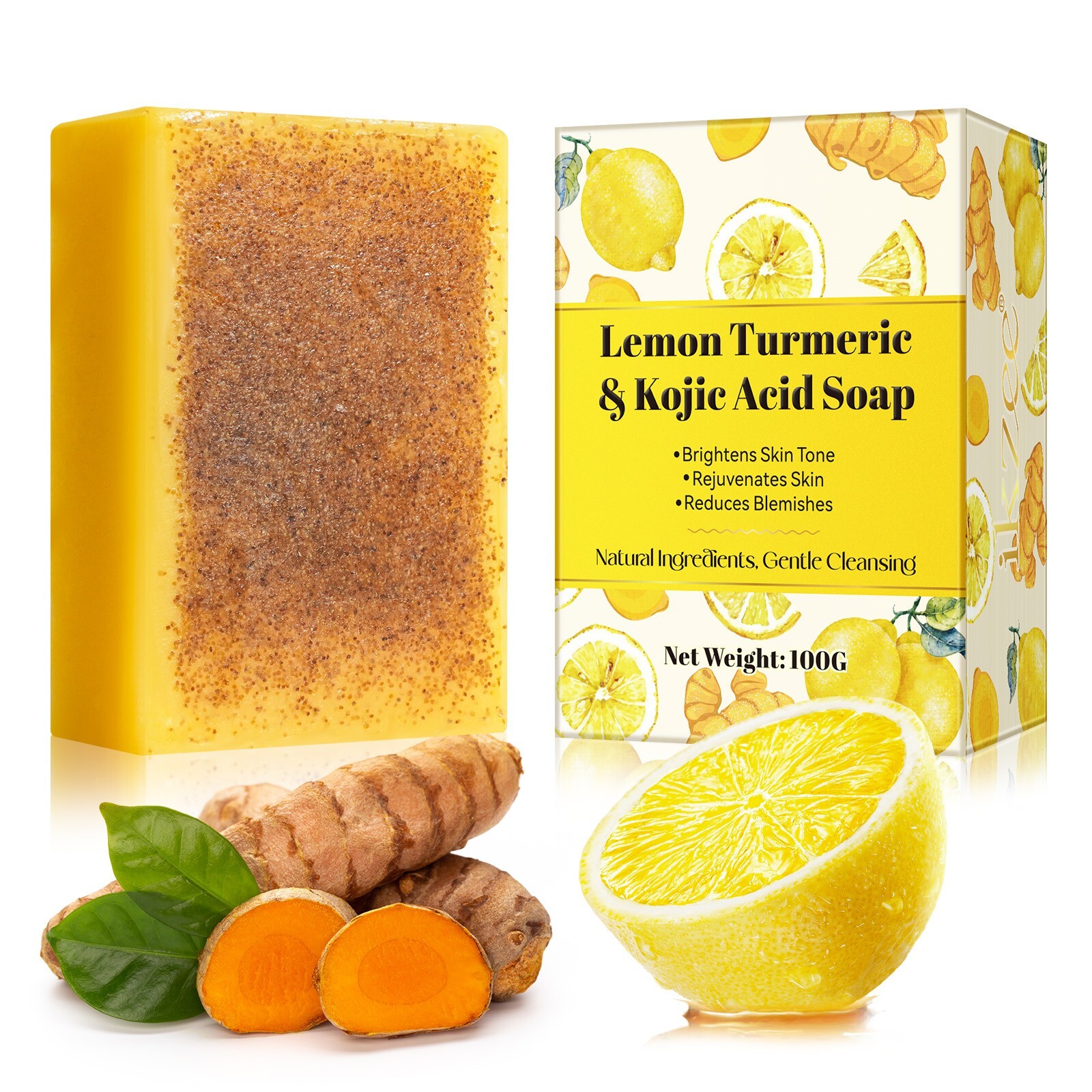 2 Pack Kojic Acid Dark Spot Remover Soap Bars with Vitamin C, Retinol, Collagen