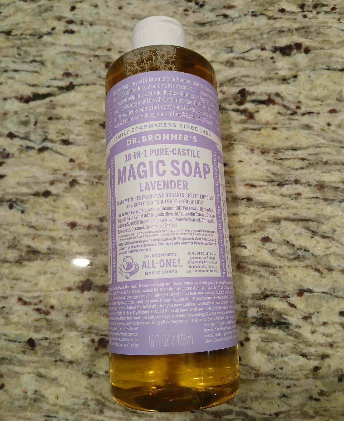 Dr Bronners Lavender Pure Castile Liquid Soap Organic All Purpose 16 Fl Oz 16!
