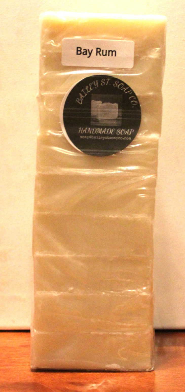 Bay Rum Cold Processed handmade soap loaf, 9 precut bars