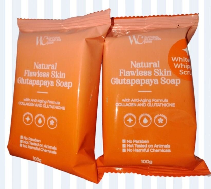 2 bars WC Natural Flawless Skin Glutapapaya Soap with Whitening Whipped Scrub