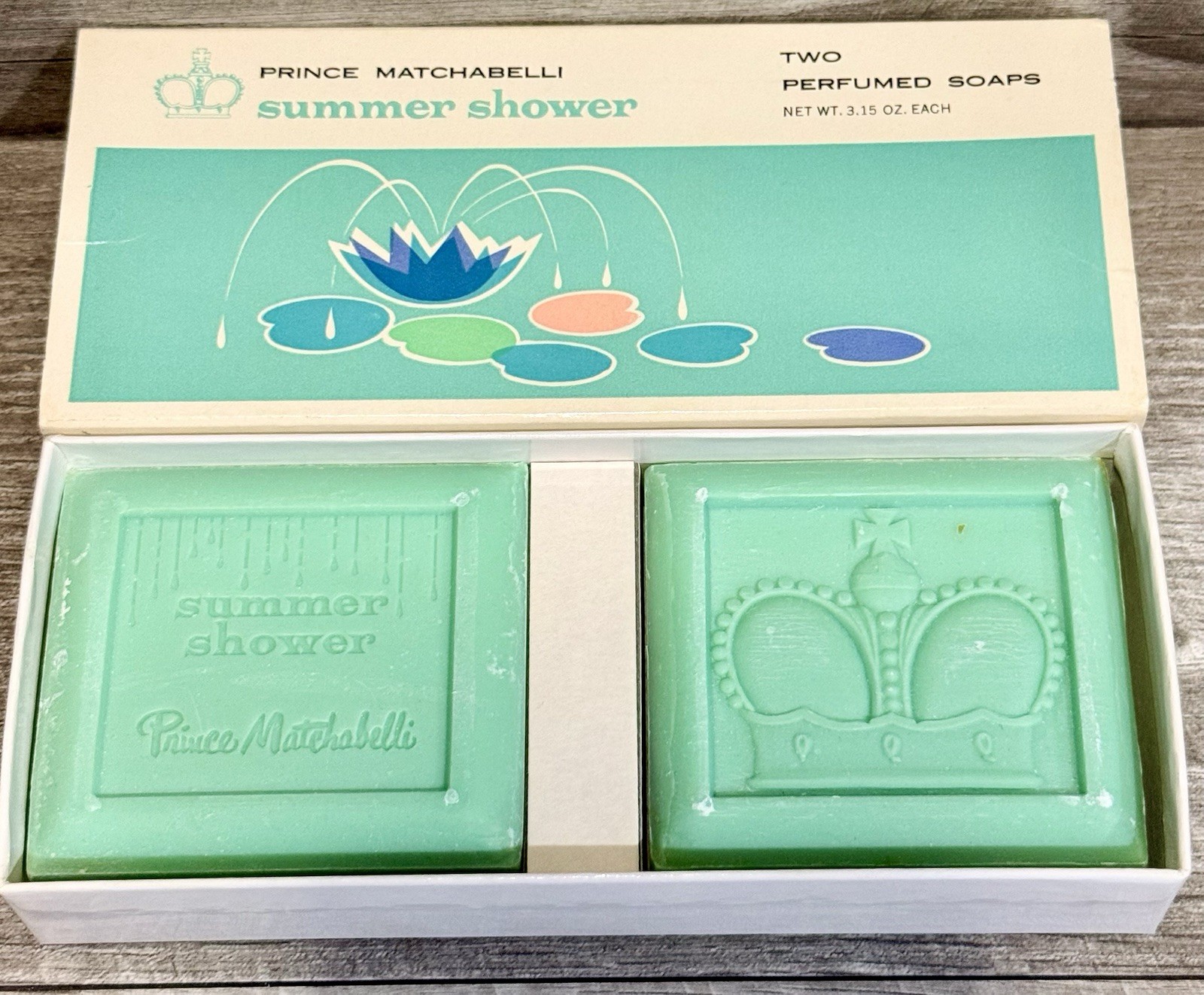 VTG Prince Matchabelli Summer Shower Perfumed Bath Soaps (2) 3.15 Oz Bars 1970s