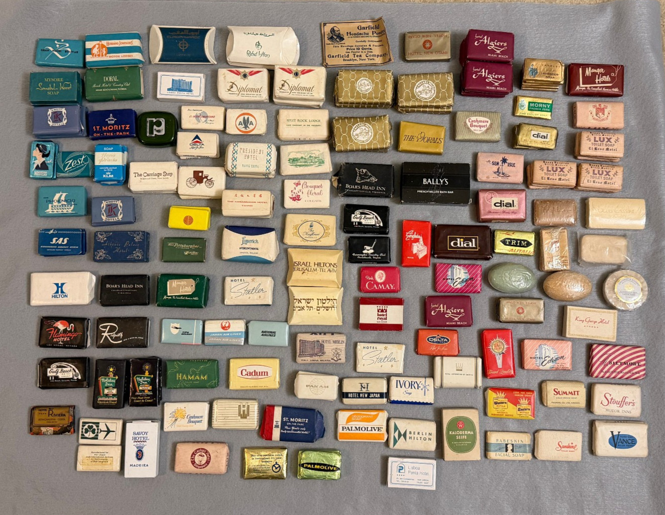 Large Vintage Lot 150+ Hotel Motel Airline Mini Bar Bath Soaps Around World Wide