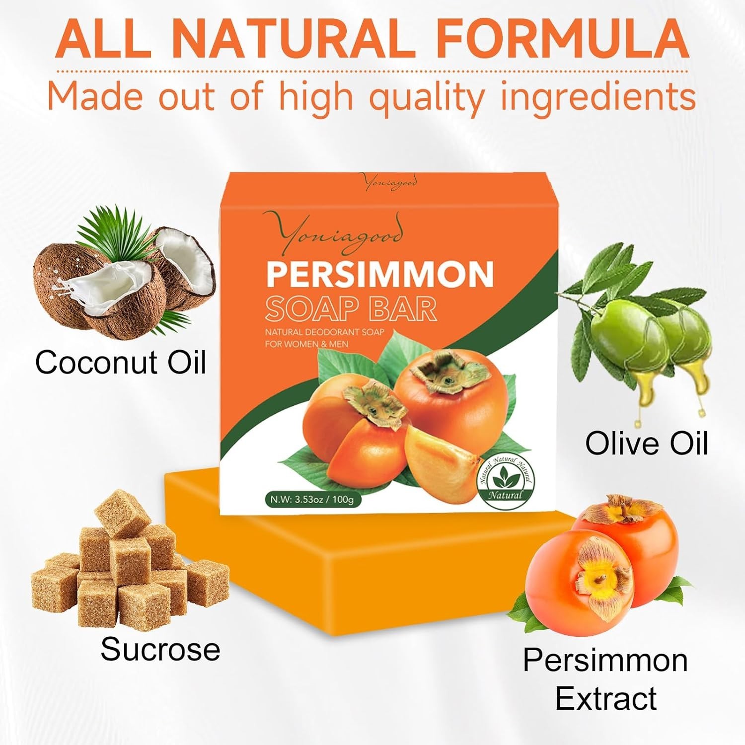 Refreshing 3 PCS Persimmon Soap Bars for All Skin Types – Handmade Quality