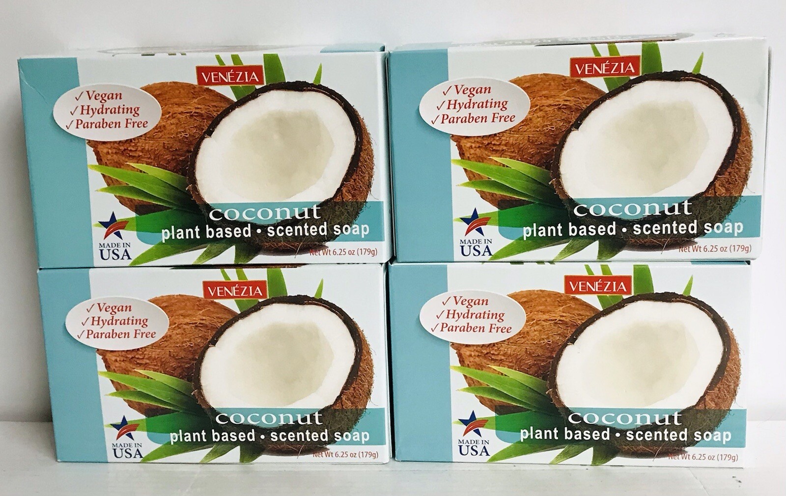 4 boxes Venezia Coconut Plant Based Sented Soap 6.25 oz Each