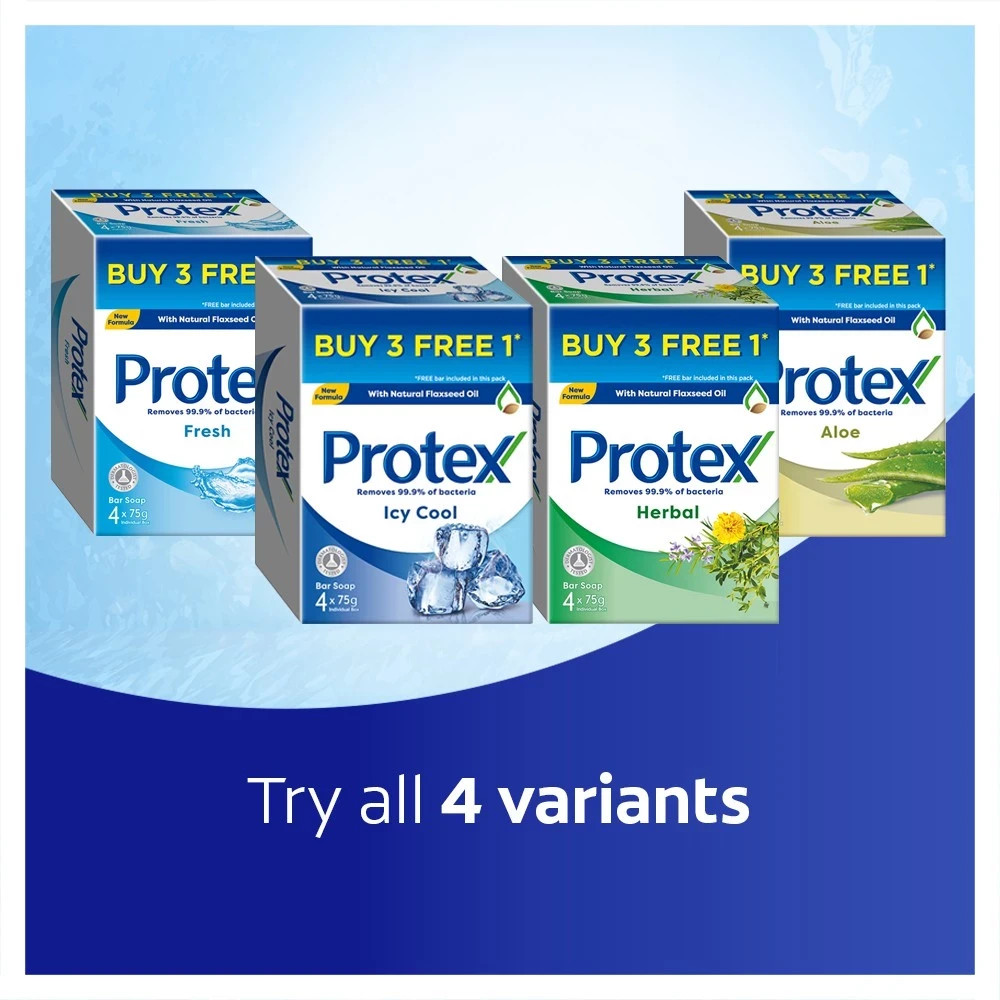 Protex Antibacterial Bar Bath Soap Daily Clean Protect Hygiene Family Use 4x75g