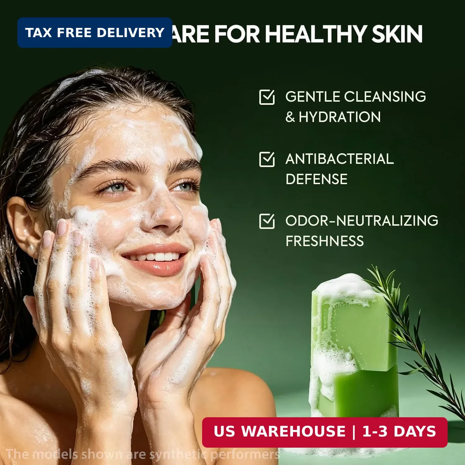 Tea Tree Soap for Itchy Skin, Natural Antifungal Soap Bar for Odor, Fungus, Ring