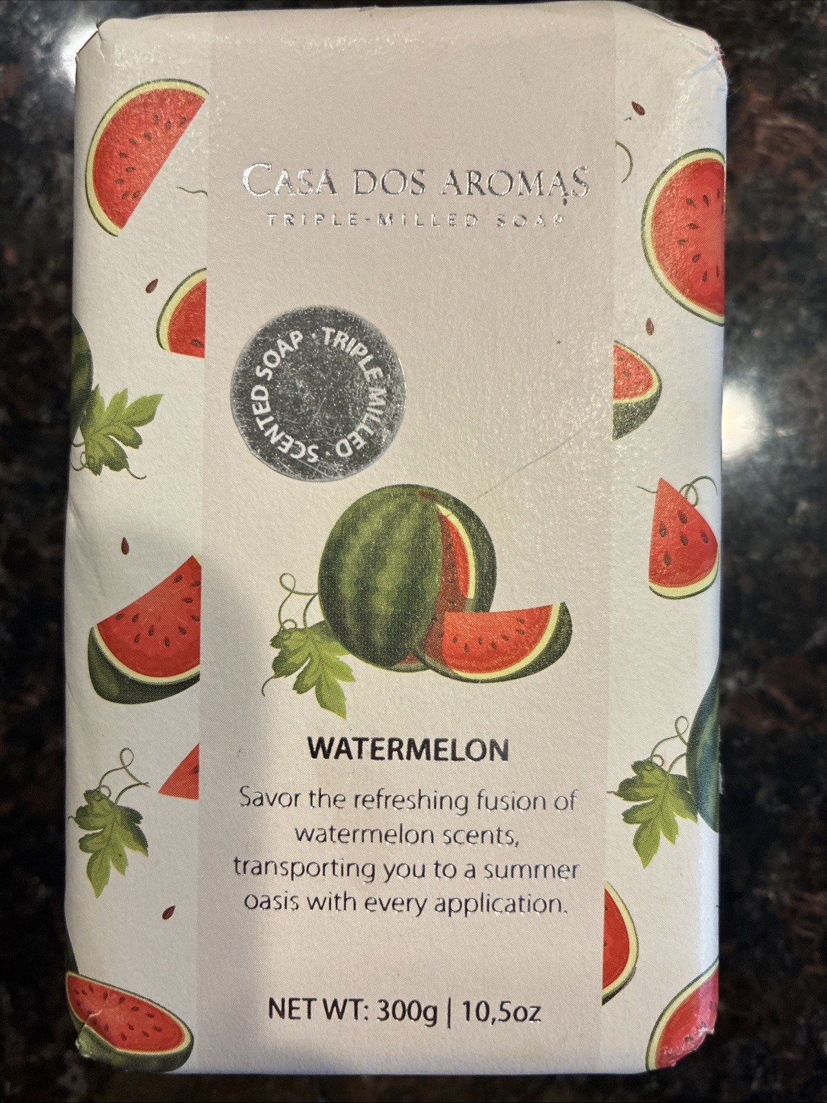 CASA DOS AROMAS WATERMELON Triple Milled Scented Soap Bar 10.5 Oz Fresh