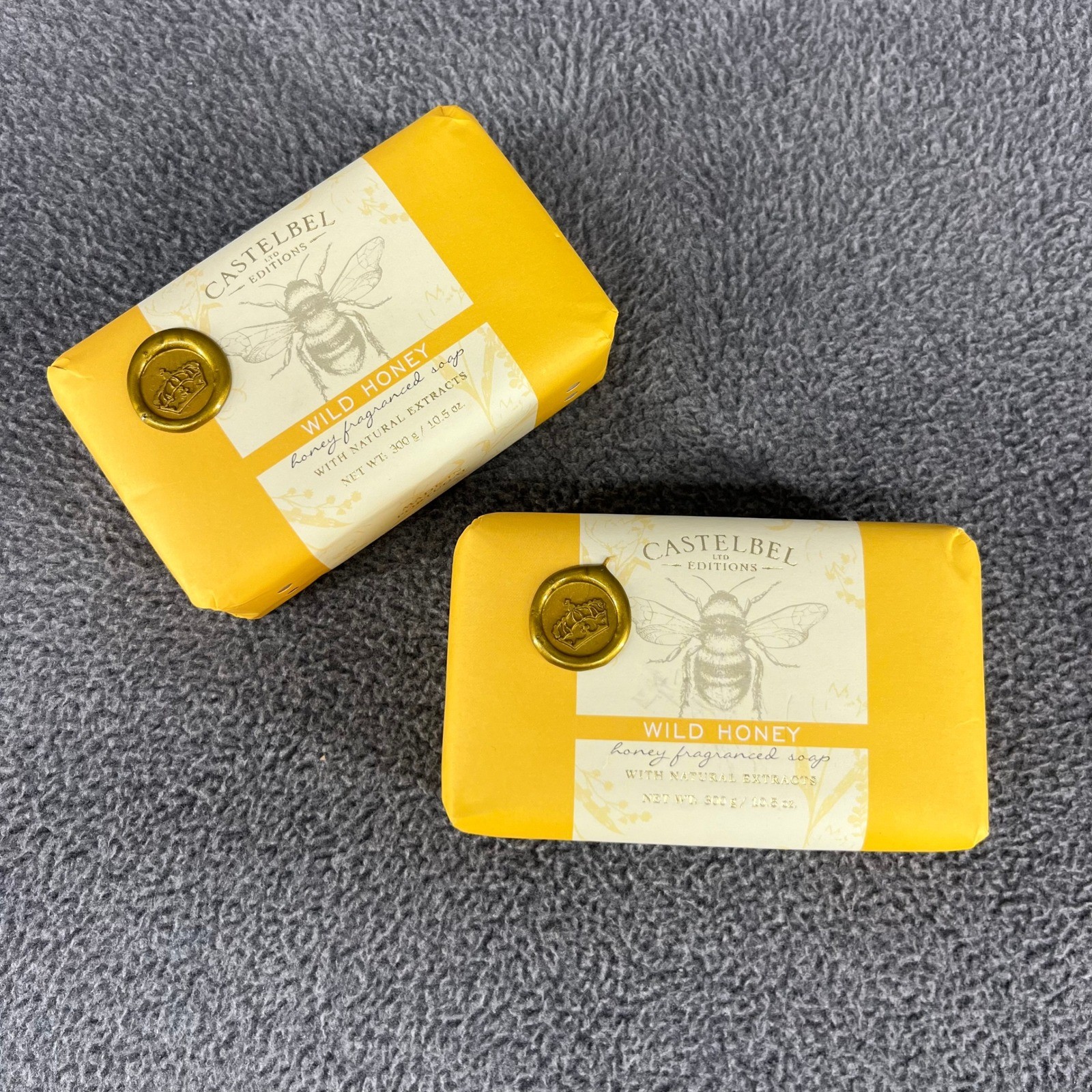 2x Castelbel Wild Honey Soap Bar 10.5oz Yellow Portugal Luxury Bee Gift