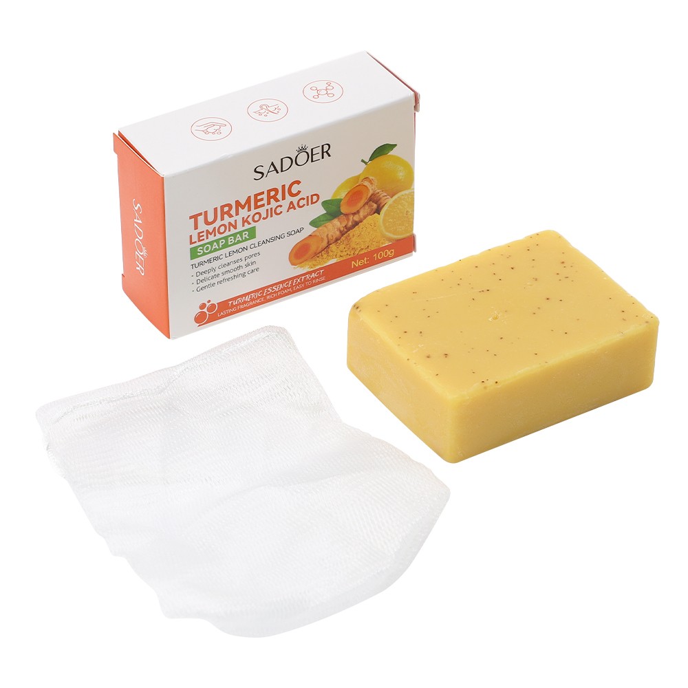Lemon Turmeric & Kojic Acid Brightening Soap, Dark Spot Remover for Face & Body