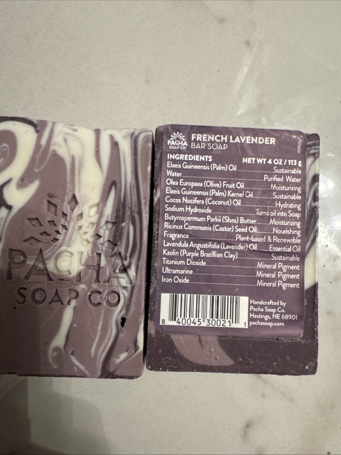 NEW Lot of 2 Pacha Soap Company French Lavender Bar Soap 4 Organic