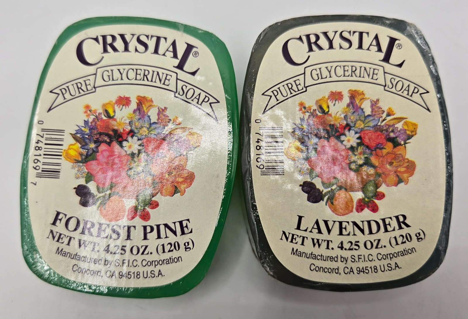 Lavender/Forest Pine SOAP -2 CRYSTAL PURE GLYCERINE SOAPS 4.25oz/120g NEW/SEALED