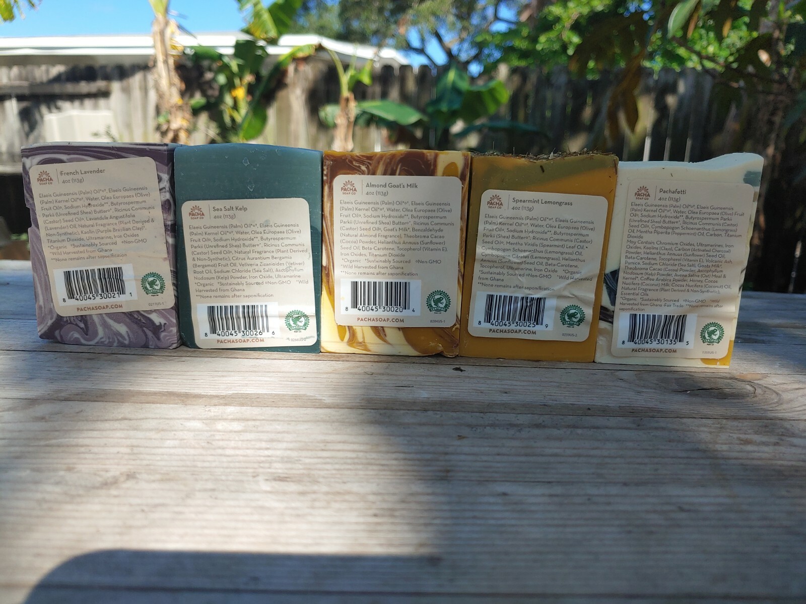 Lot Of 5- Pacha Soap, Almond Goat Milk, Salt & Kemp , French Lavender, lemongras