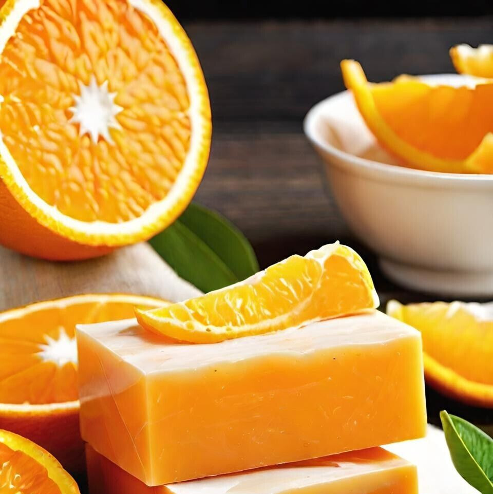 Orange Handmade Organic Soap Bar Natural Oil Wonderful Scent Premium Body Spa