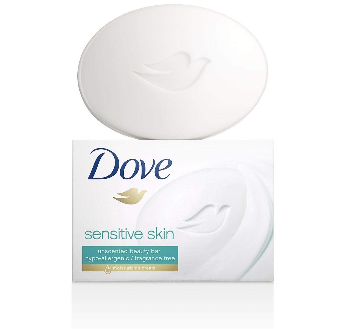 Dove Beauty Bar Sensitive 1/4 Moisturizing Cream Soap 4 oz – 16 Bars
