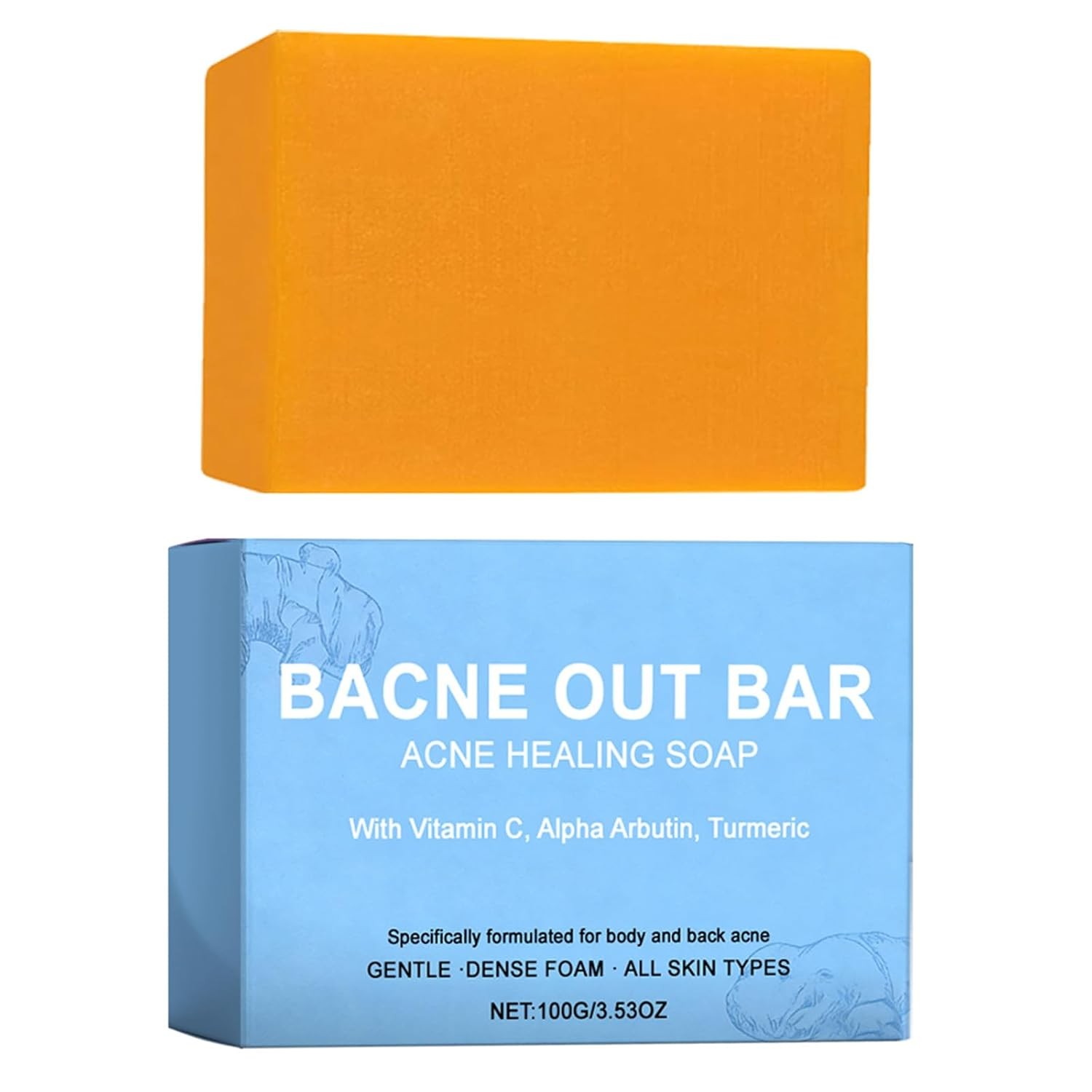 Bacne Out Bar Soap,Turmeric Vitamin C& AlphaArbutin Natural Body AcneTreatment
