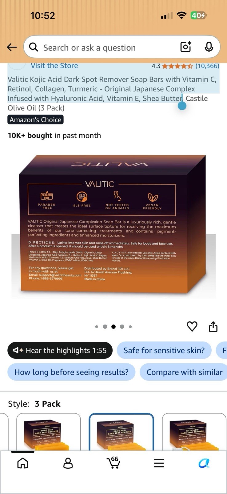 Kojic Acid Dark Spot Remover Soap with Vitamin C, Turmeric & Collagen