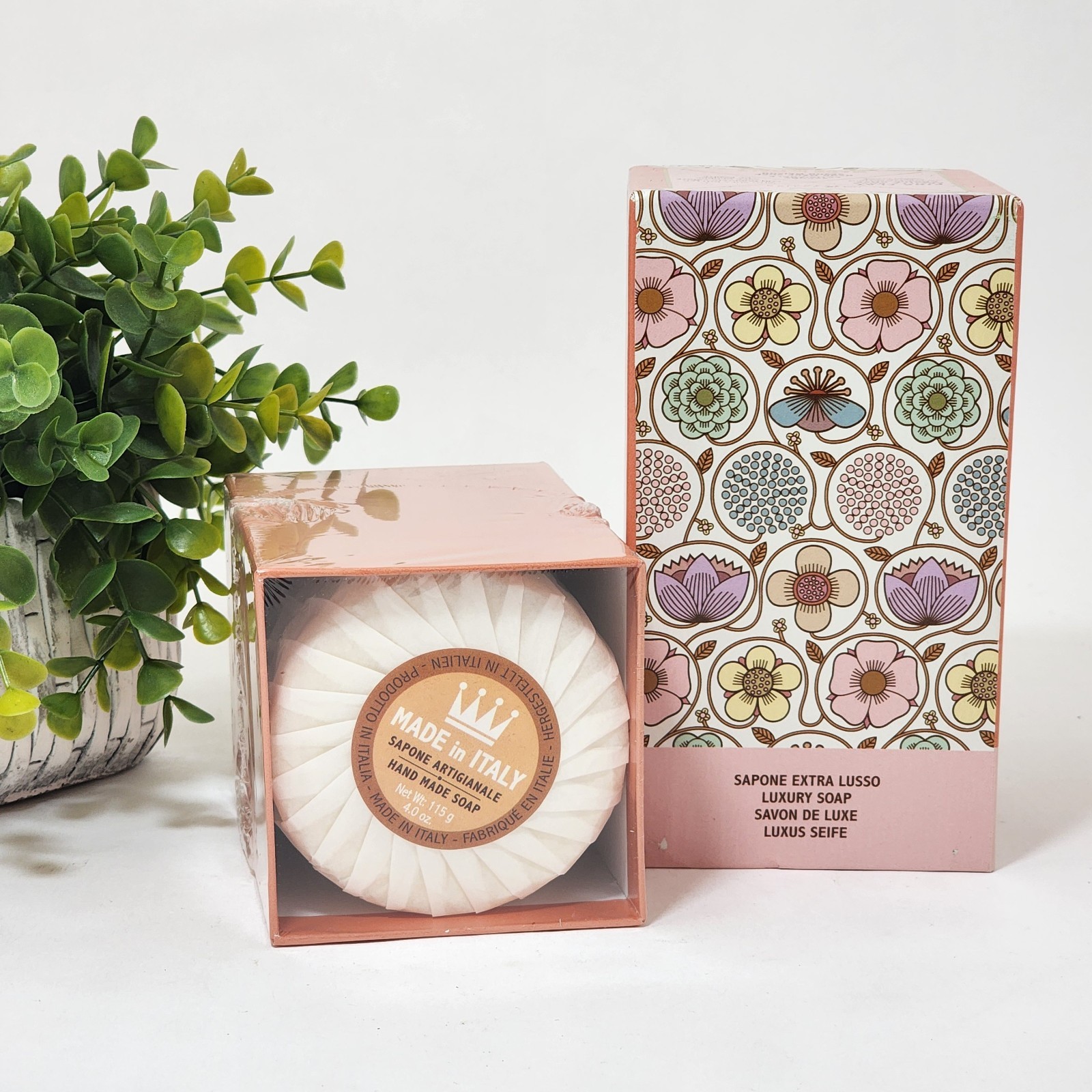 Pink Clay with Shea Butter Soap Bar 4 x 4 oz Each Sealed Saponerie Mario Fissi
