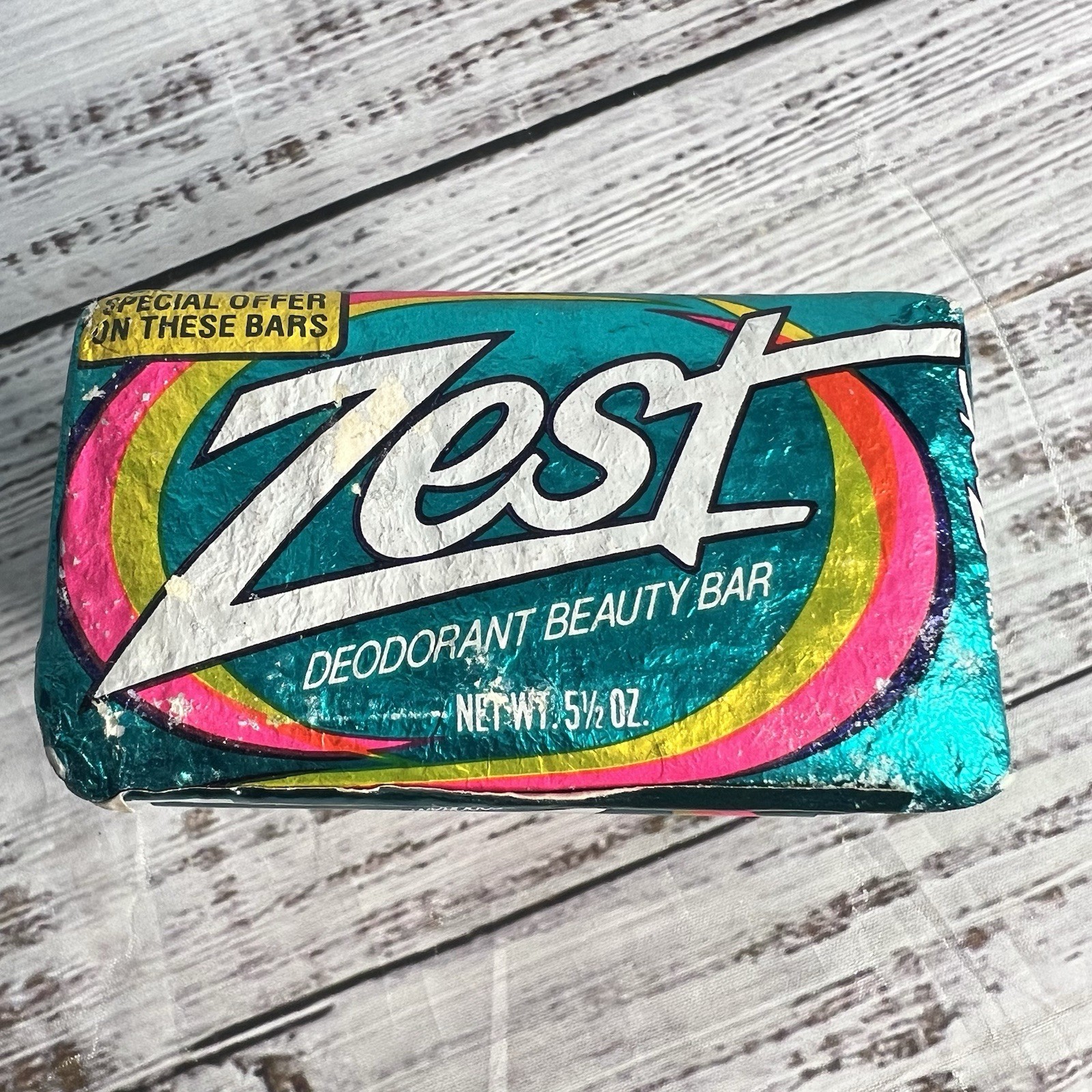 4x Vintage Zest Deodorant Beauty Bar Aqua Foil Wrapper 80s Movie Prop 5.5oz