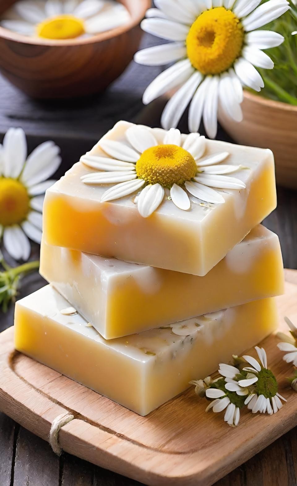 Chamomile Handmade Organic Soap Bar Natural Oil Wonderful Scent Premium Body Spa