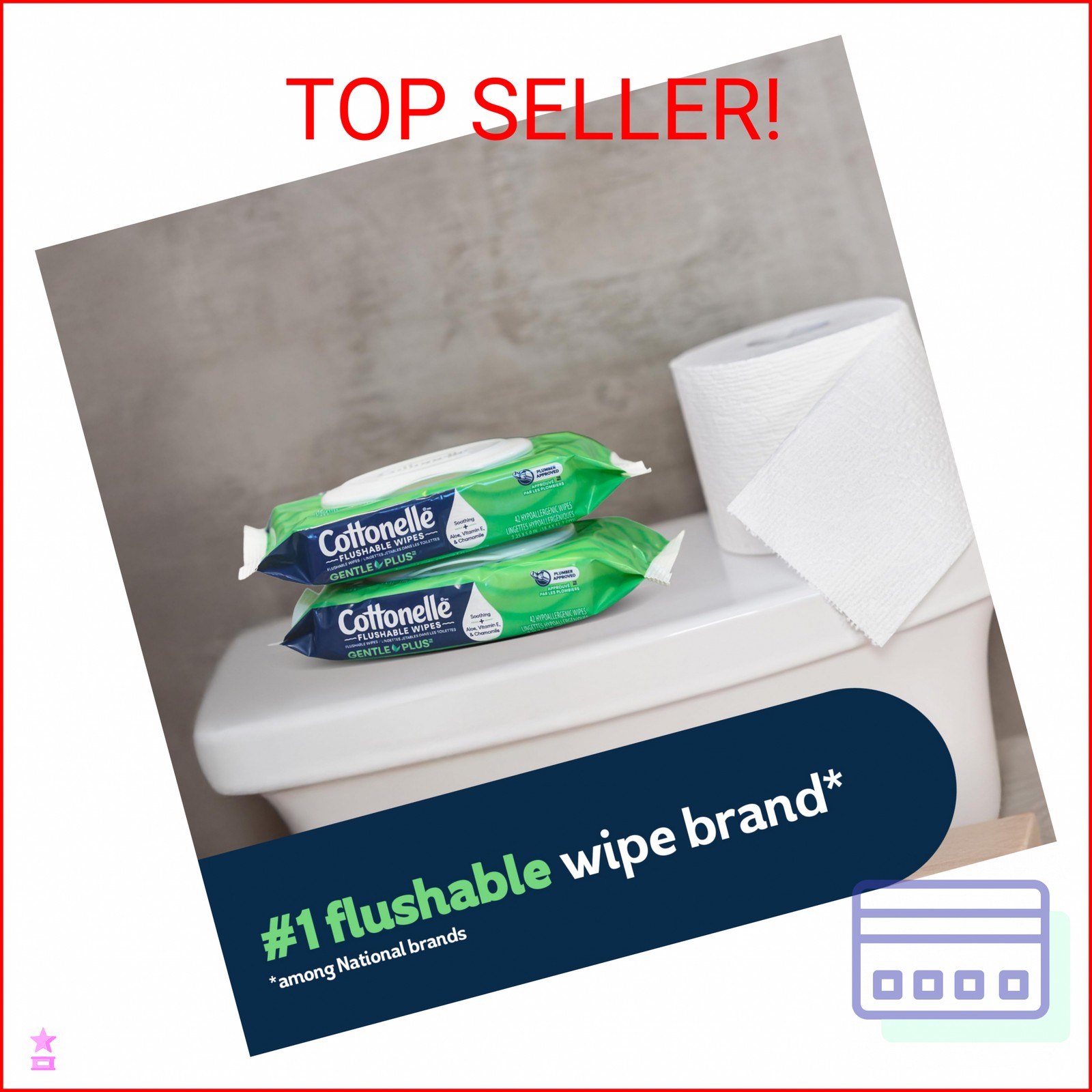 Cottonelle GentlePlus Flushable Wet Wipes with Aloe & Vitamin E, 4 Flip-Top Pack