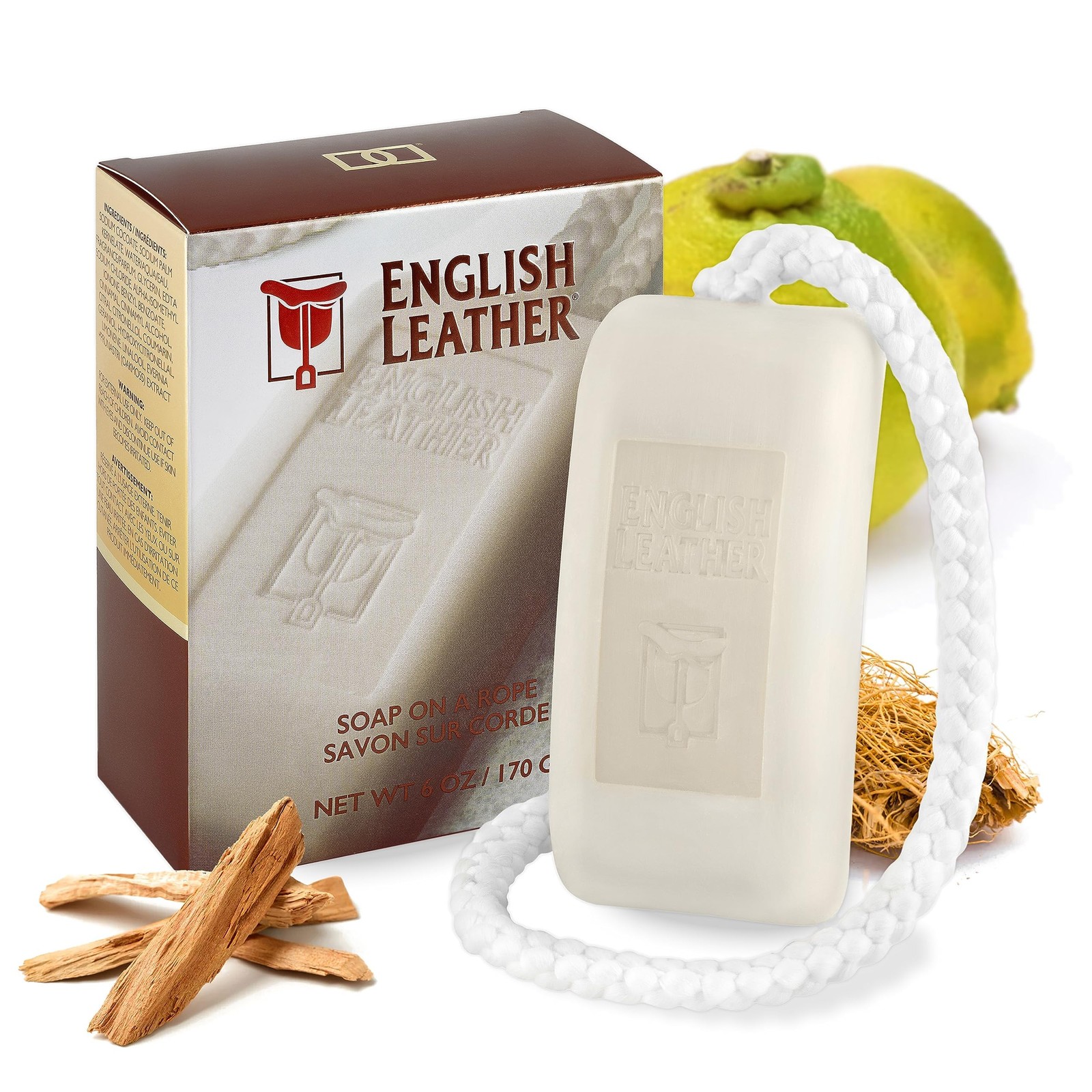 Dana English Leather Fragrance Soap On A Rope for 6 Ounce (Pack of 1), Brown