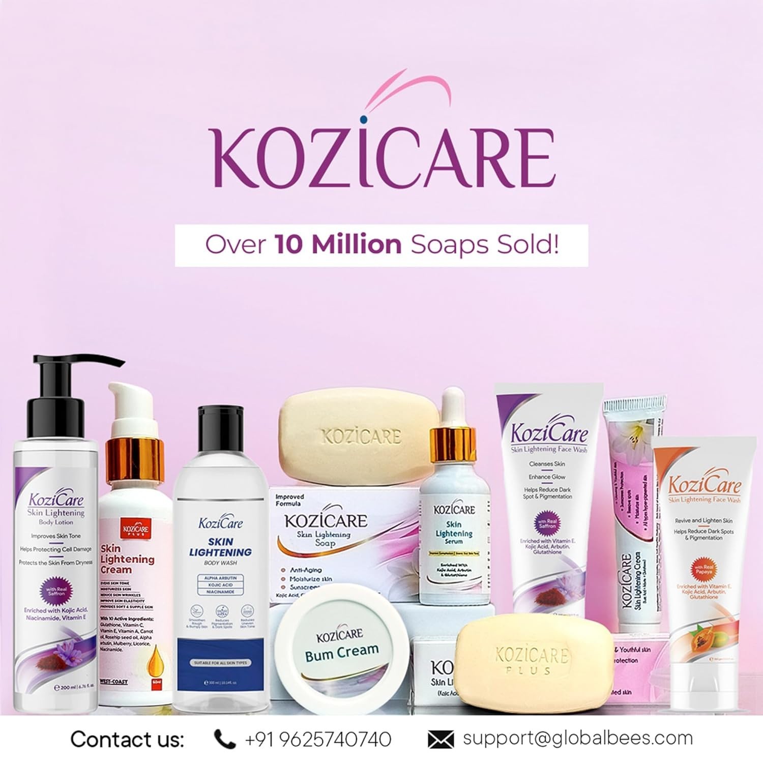 Kozicare Kojic Acid Soap & Glutathione Soap | Bathing | 75Gm ( Pack of 3)