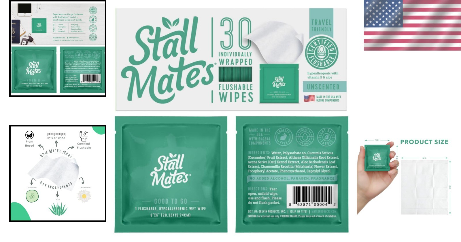 Flushable Wipes – Travel-Friendly, Unscented, and Plant-Based – 30 Count