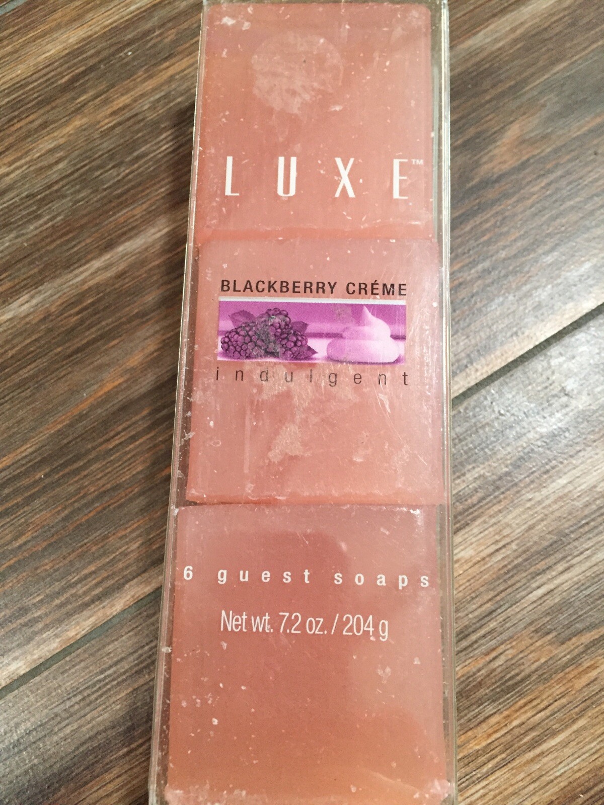 LUXE Brand Indulgent Blackberry Creme 6 Guest Square Bath Soaps 7.2 Oz