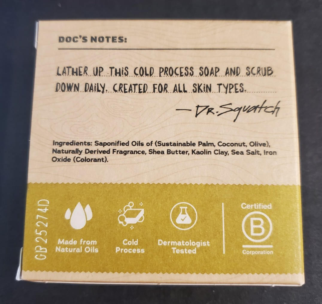 Dr Squatch Men’s Natural Soap Gold Moss. Sea Salt Zero Grit. Square Bar. New