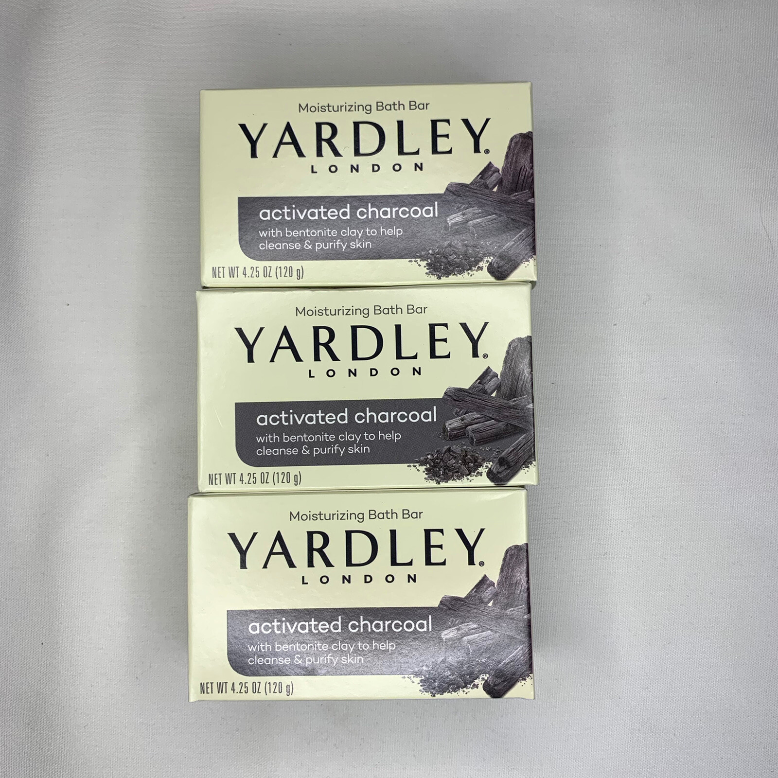 3 Yardley London ACTIVATED CHARCOAL Moisturizing Bar Soap 4.25oz bentonite clay