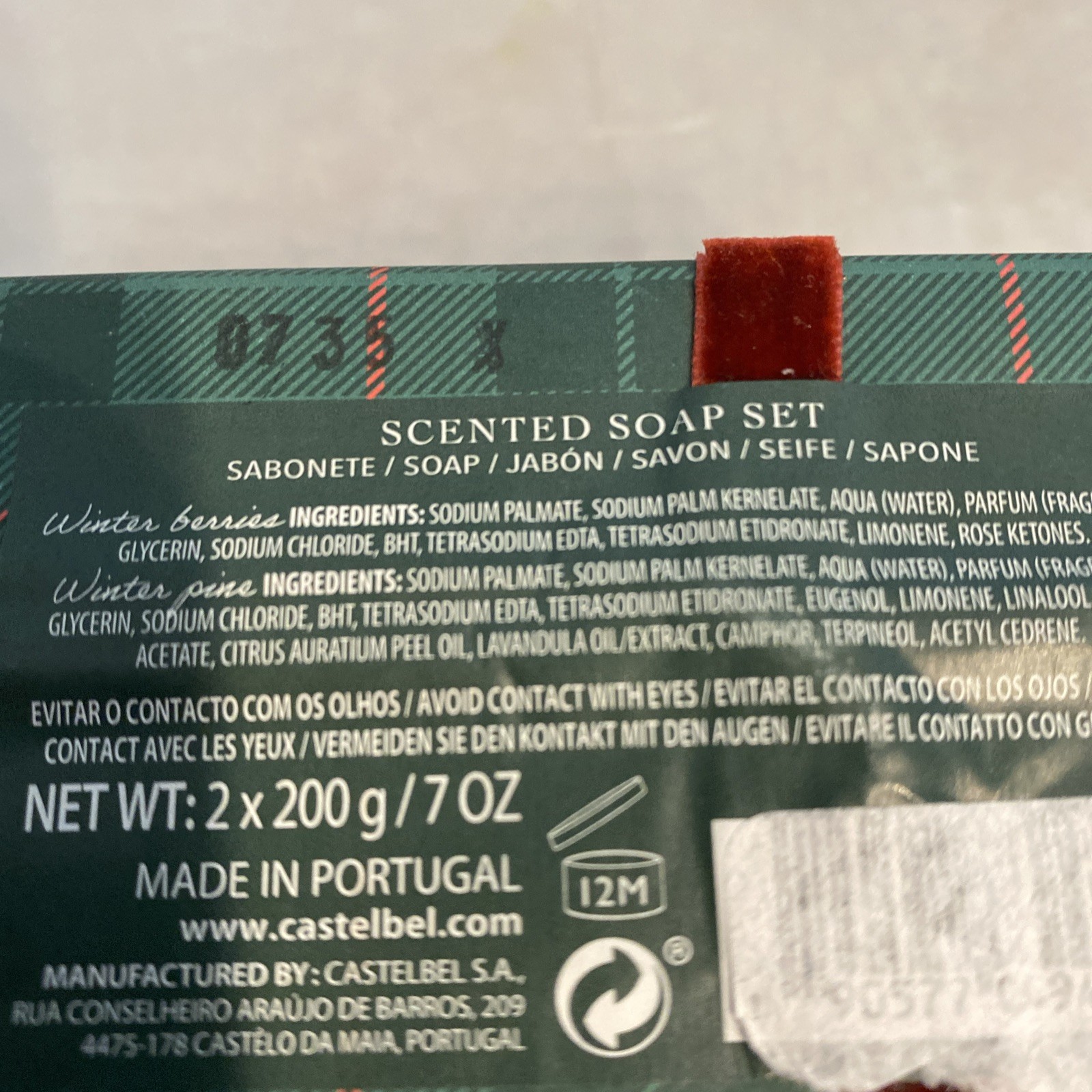Castelbel 2 Pack Scented Bar Soap 7oz Winter Berries Christmas Holiday Wrap