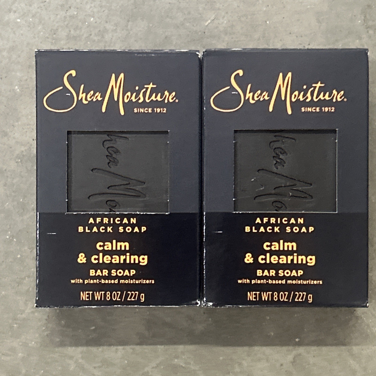 2 BRAND NEW BOX 8 oz. Shea Moisture African Black Soap Calm & Clearing Bar Soap