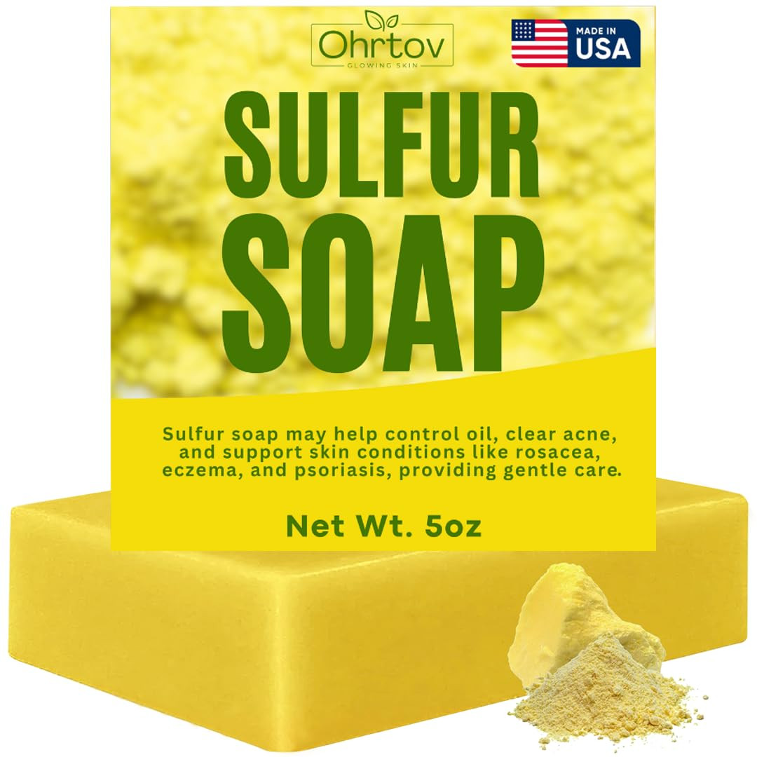 Sulfur Soap Bar – Sulfur Face & Body Wash for Acne – Sulphur Exfoliating Facial