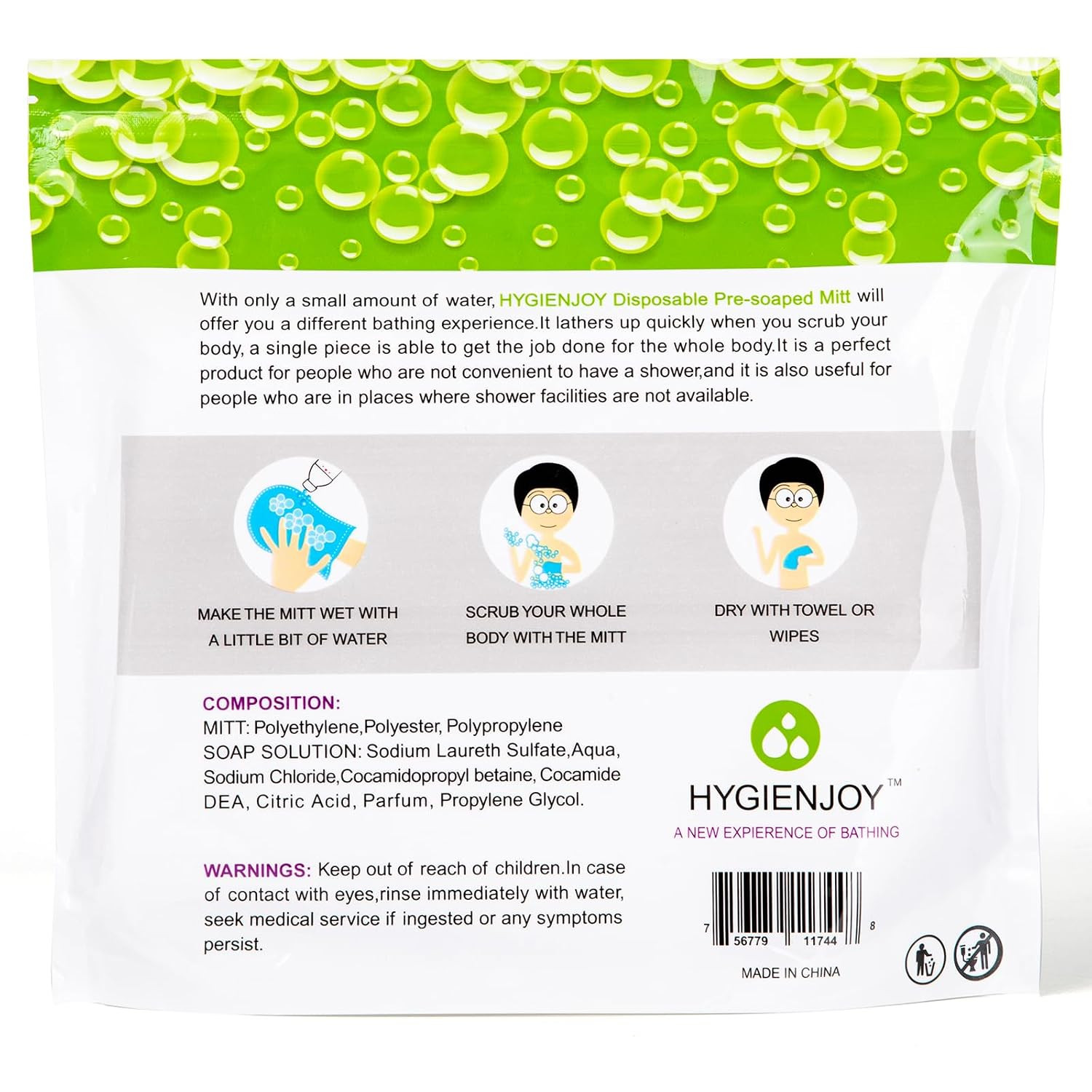 -Rinse Free Bath Wipes(25 Counts),Disposable No Rinse Body Wash,More Convenient