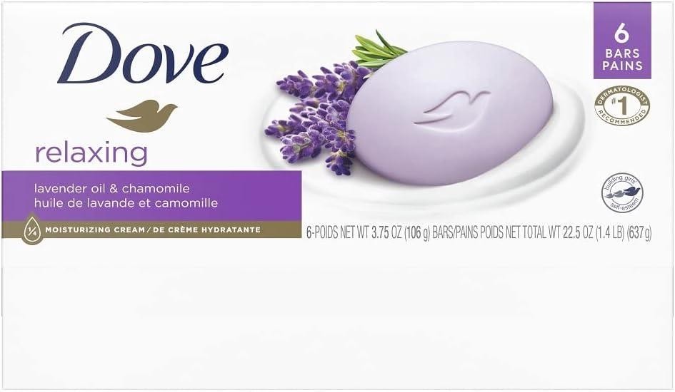 Dove Relaxing Lavender Beauty Bar with Lavender and Chamomile Scent 3.75 Oz