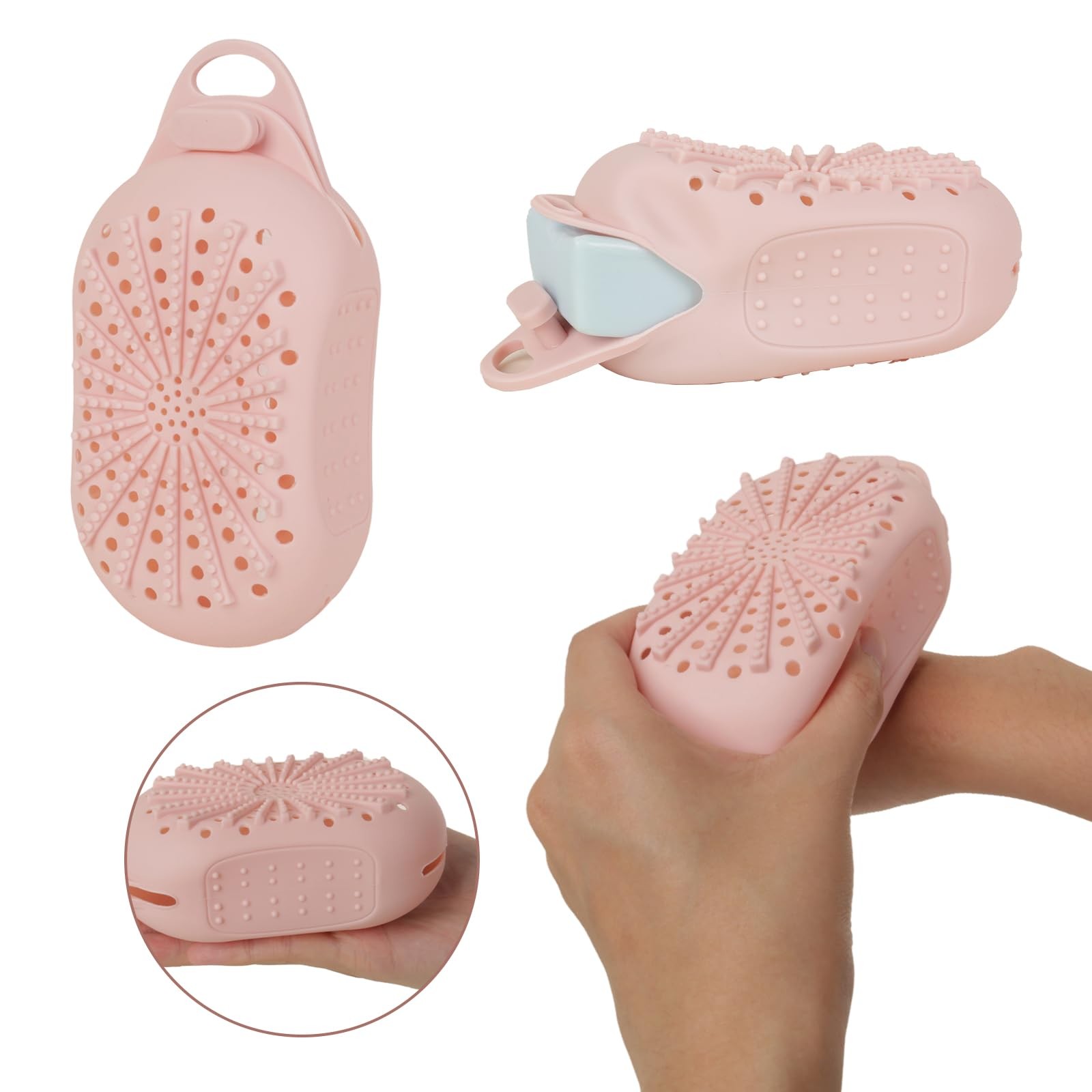 Silicone Soap Bag, Dual-Sided Box Scrubber, 1 Count (Pack of 1), Pink