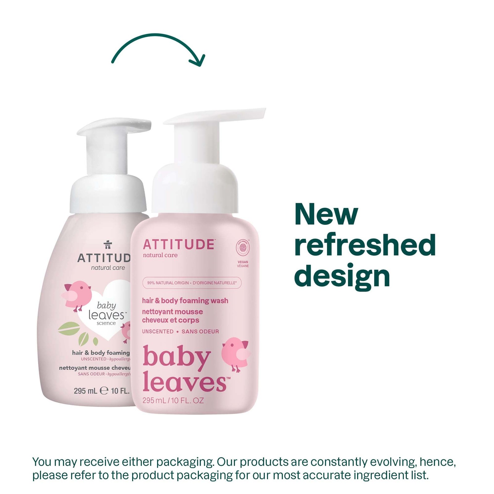 ATTITUDE 2-in-1 Hair and Body Foaming Baby Wash, EWG 10 Fl Oz (Pack of 1)